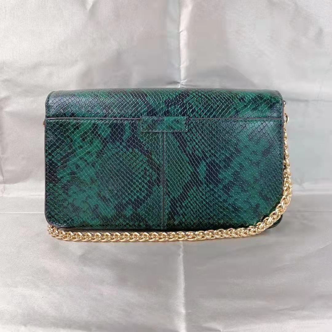 MICHAEL KORS 35F1G6SL3G Sonia Medium Snake Embossed Faux Leather Shoulder Bag In Racing Green MICHAEL KORS 35F1G6SL3G Sonia Medium Snake Embossed Faux Leather Shoulder Bag In Racing Green